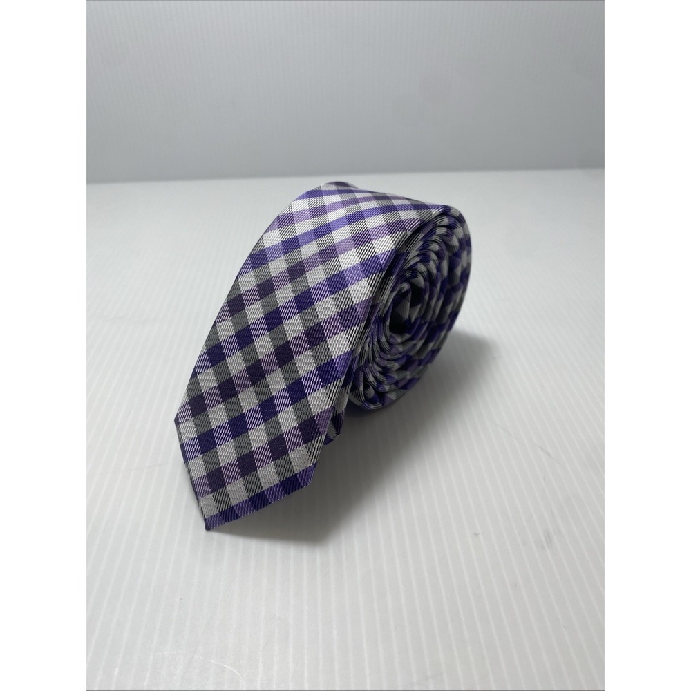 DBerite Men's Formal Morden Fashion Skinny Tie Purple Striped Plaid HandmadeT55